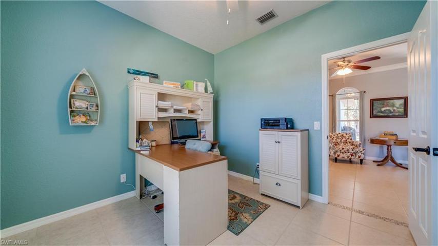 The office offers privacy away from the active great room.