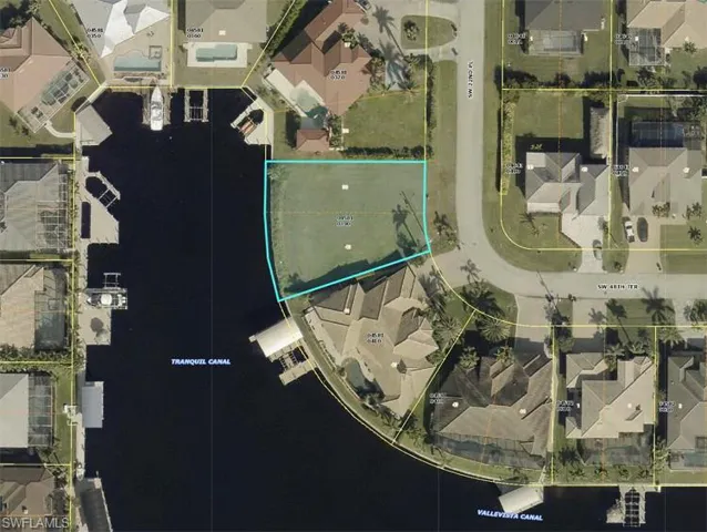 Aerial view of property's location with property boundaries highlighted