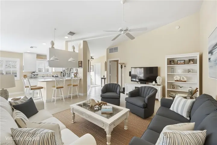 Virtually staged Living/Kitchen area