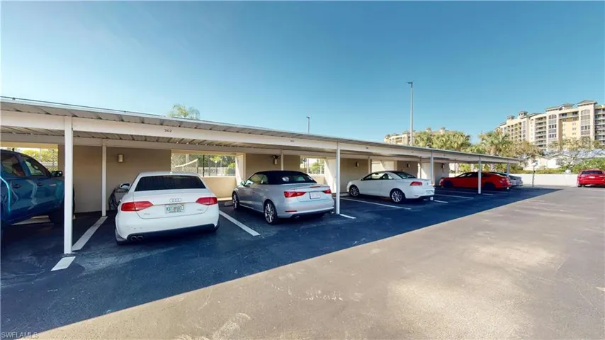 View of covered parking lot