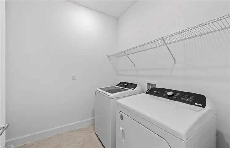 Clothes washing area with washer hookup and independent washer and dryer