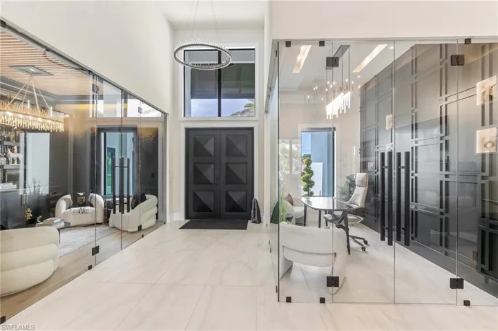 Community lobby featuring a towering ceiling