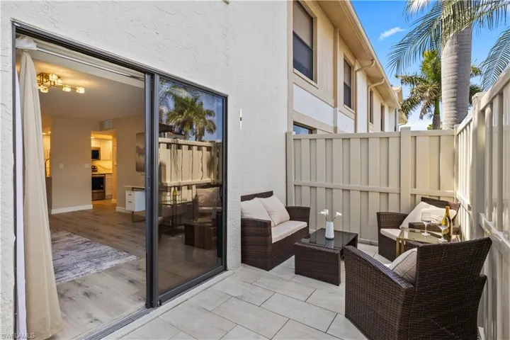 Outdoor retreat for relaxing or dining al fresco.