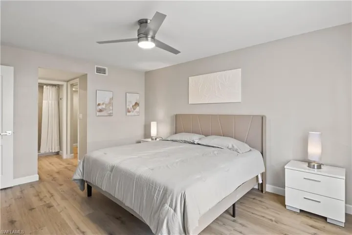A standout feature of the room is the huge walk-in closet, providing ample storage space.