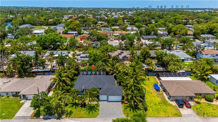 Aerial perspective of suburban area