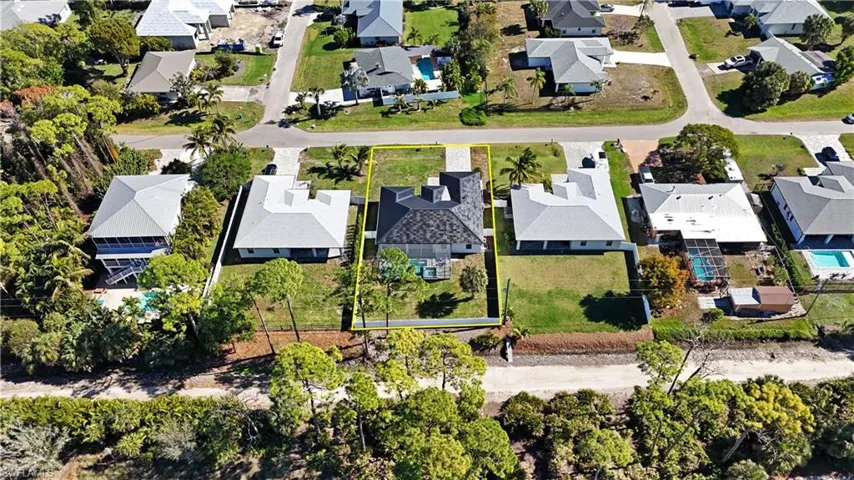 Aerial perspective of suburban area
