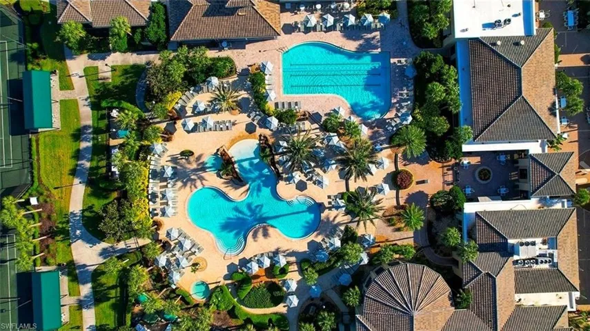 Bird's eye view of a pool