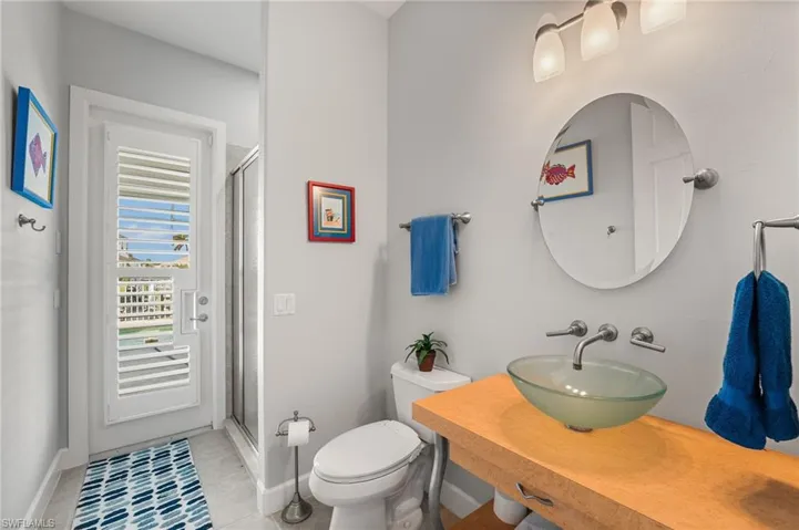 2nd bathroom serves as a pool bath as well. Walk in shower.