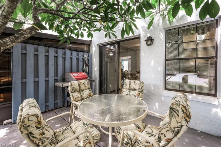 View of patio with area for grilling