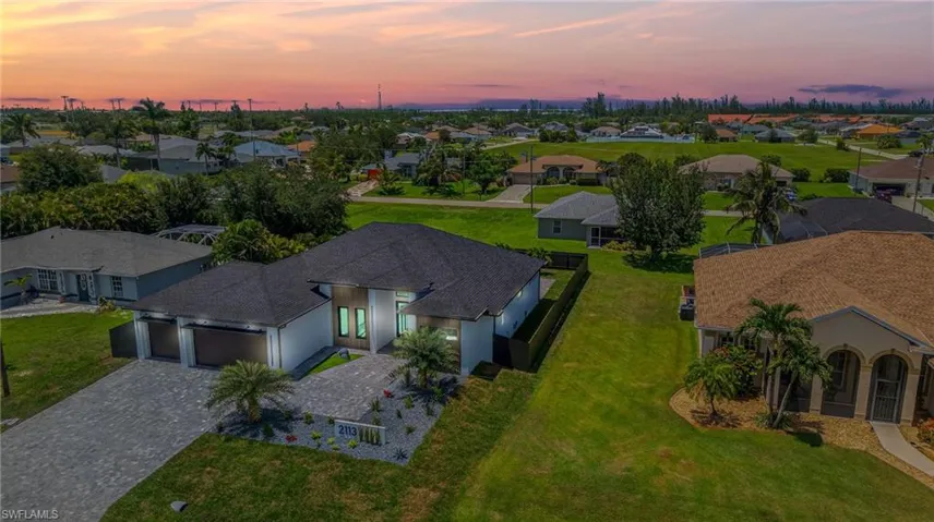 Aerial perspective of suburban area