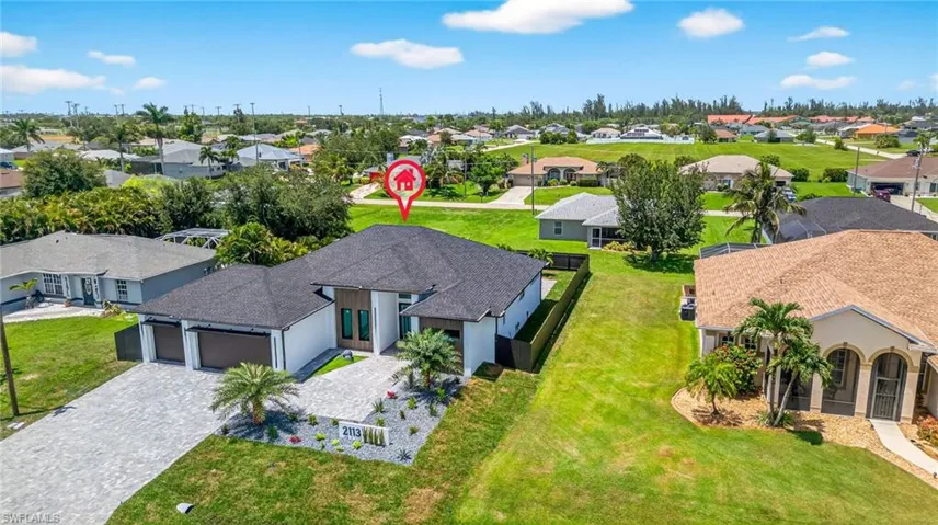 Aerial view of residential area