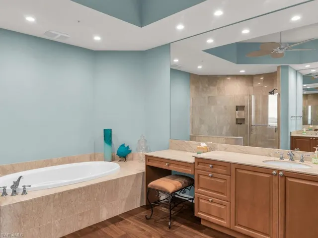 Her vanity & spa tub