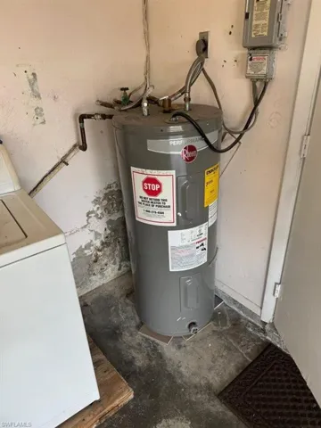 Utility room featuring washer / dryer and electric water heater