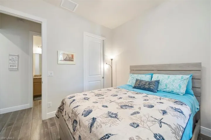 Guest bedroom across from the guest bathroom