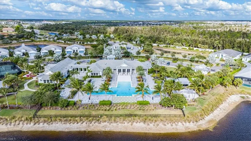 Arial view of the clubhouse facility and amenities