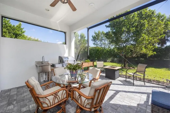 Covered lanai with beautiful ceiling fan