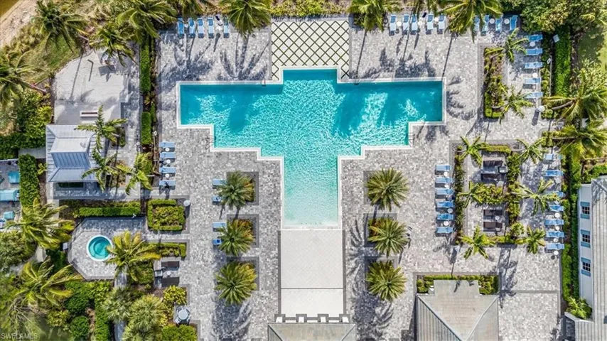 Resort style heated pool and spa with plenty of room for laps