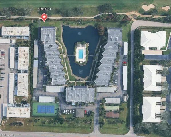 View of community with Island pool in center