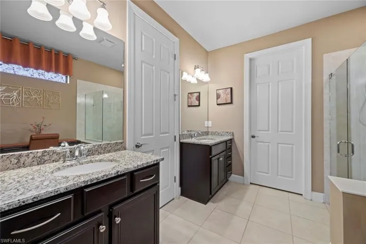 Master bathroom with dual vanities.