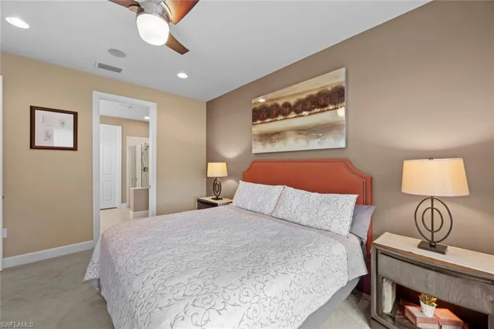 Master bedroom with master bathroom doorway.