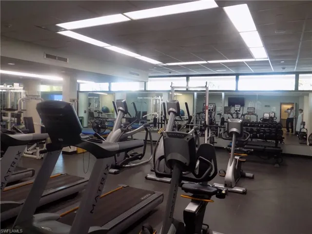 Exercise room featuring a paneled ceiling