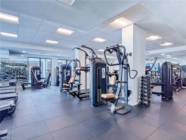 Exercise room featuring a paneled ceiling