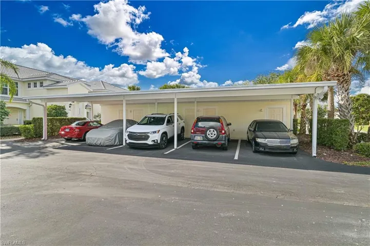 View of covered parking lot