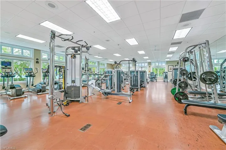 Gym featuring a drop ceiling
