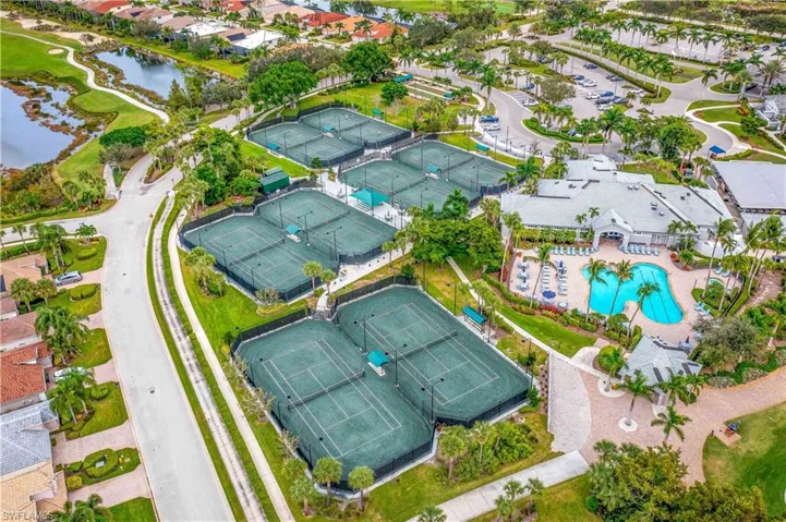 Aerial view of a nearby body of water