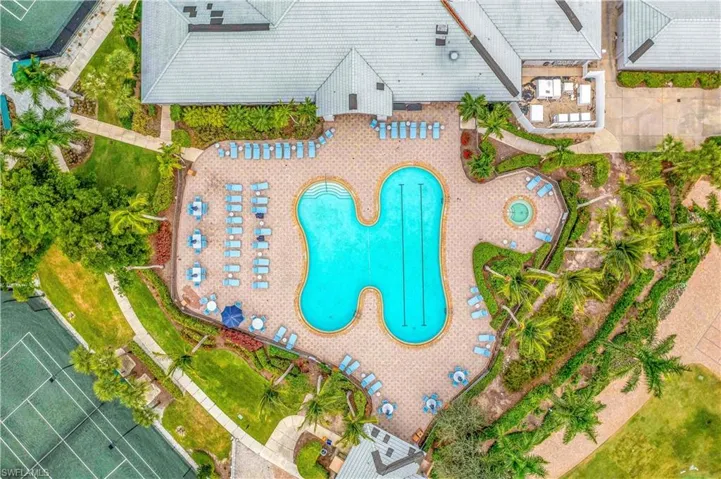 Aerial view of a pool area