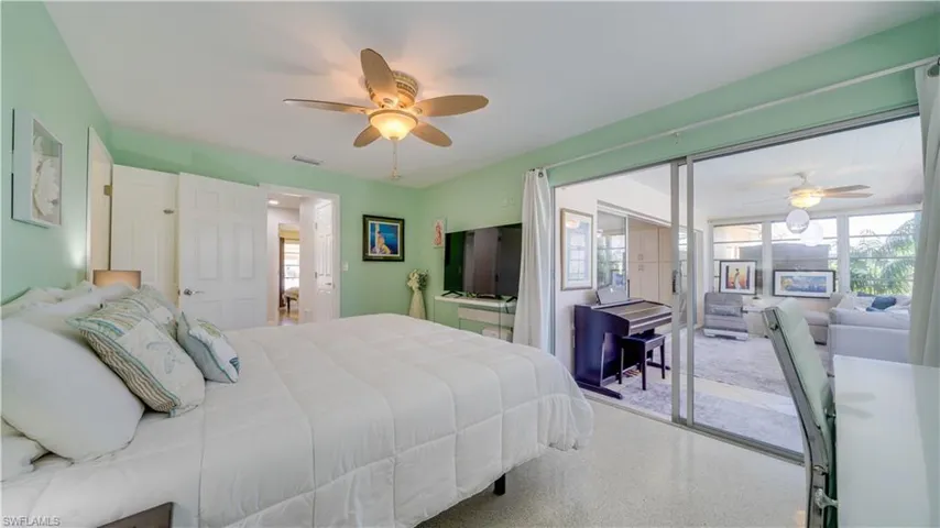 Peaceful room with beautiful views through the sliders.