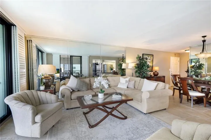 Living room featuring tile  flooring