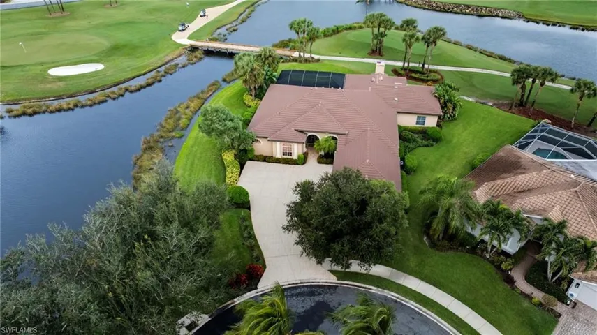 Spectacular lot at the end of the cul-de-sac surrounded by water and golf.