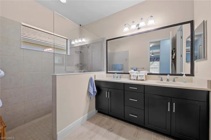 Master Bath with large tile shower.