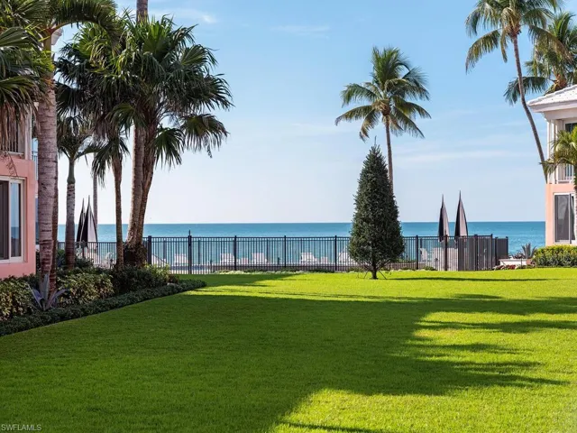 View from condo of pool and Gulf of Mexico