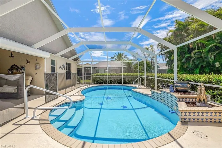 View of pool featuring a patio and a lanai