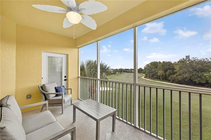 Screened balcony overlooking fairway/preserve