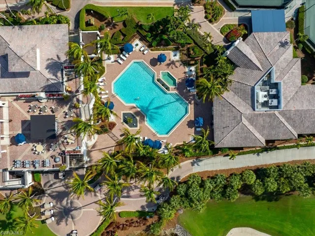 Aerial view of the community pool area