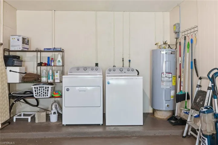 Utility room with air handler, washer/dryer, hot water tank and electric panel
