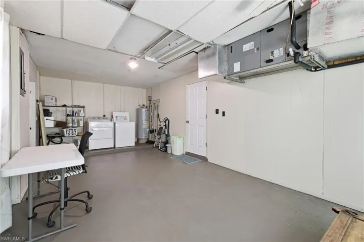 Utility room with air handler, washer/dryer, hot water tank and electric panel