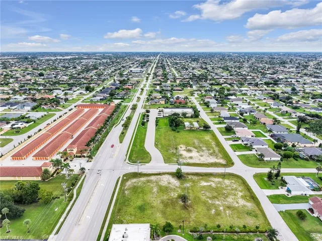 Aerial perspective of suburban area