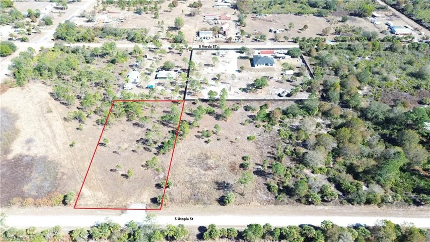 View of rural area with property boundaries highlighted