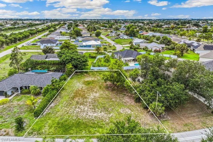 Aerial view of lot looking west.