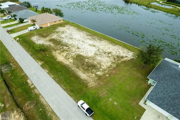 Aerial view of a nearby body of water