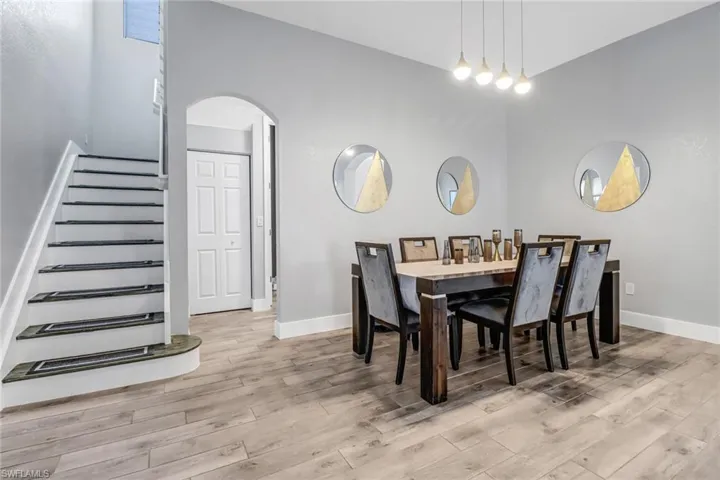 Dining space featuring light wood-type flooring