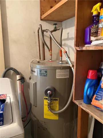 Utilities with water heater and washer / dryer