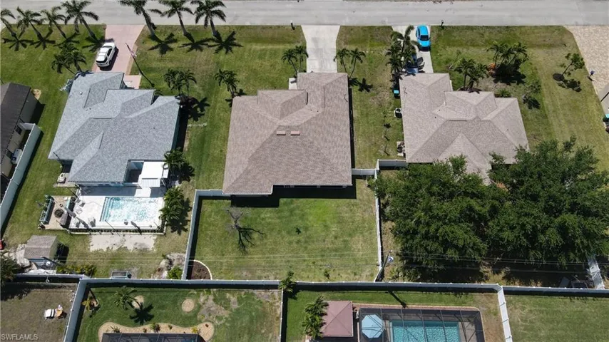 Aerial view from behind the home