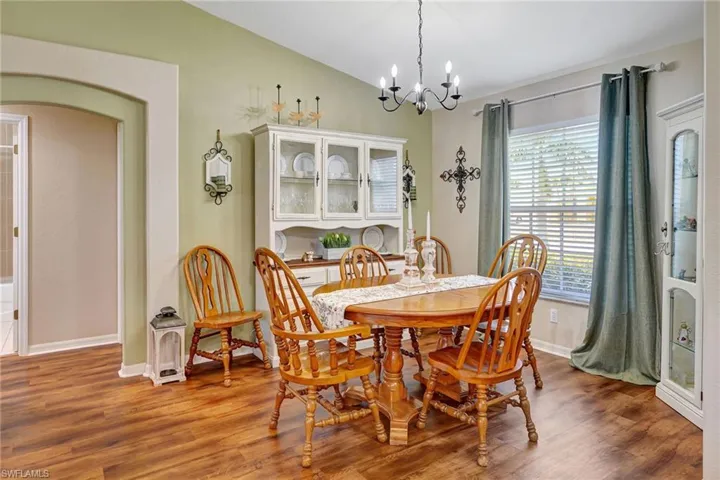 Dining Room with view out front; Hallway into Guest bedrooms, Guest bathroom