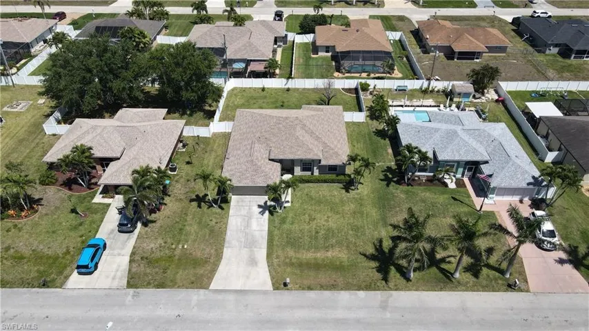 Aerial view from in front of the home