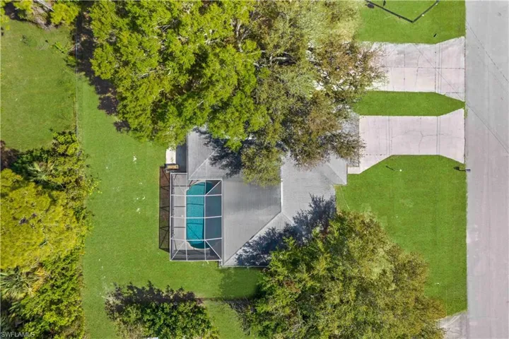 Aerial view of a pool